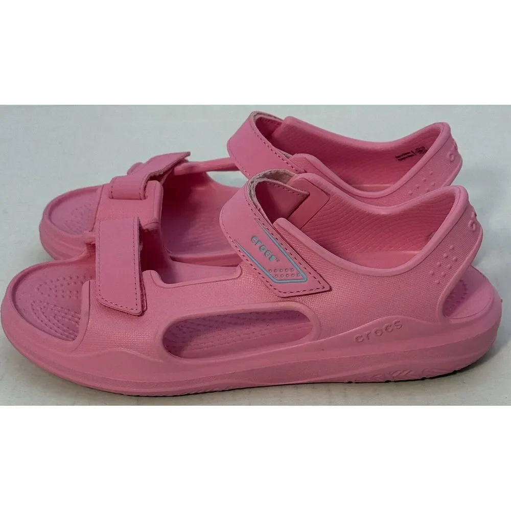 Crocs Youth Sz4 Swiftwater River Expedition PINK  Slip-On Hook Loop Water Sandal